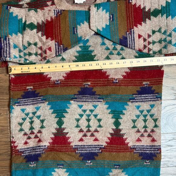Needle & Yarn Aztec Southwestern Tribal Knit Sweater Colorful Pattern Pullover - Picture 6 of 8